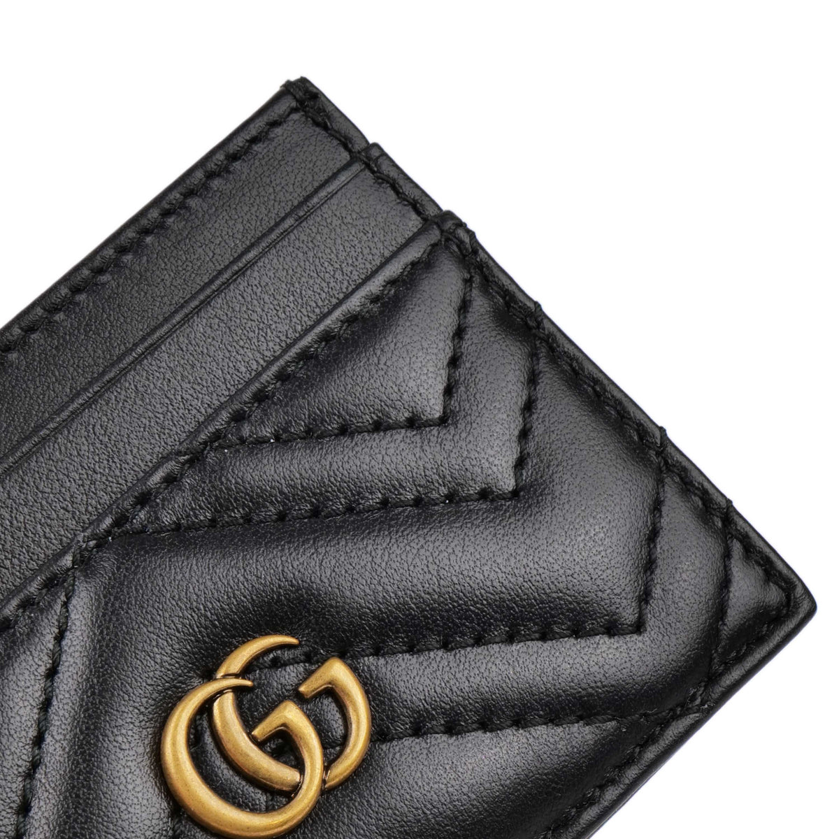 Gucci Black GG Marmont Card Holder.