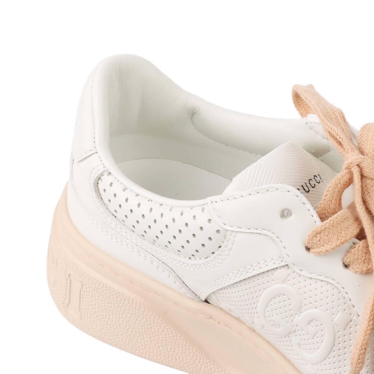 Gucci GG Embossed White & Pink Sneakers.
