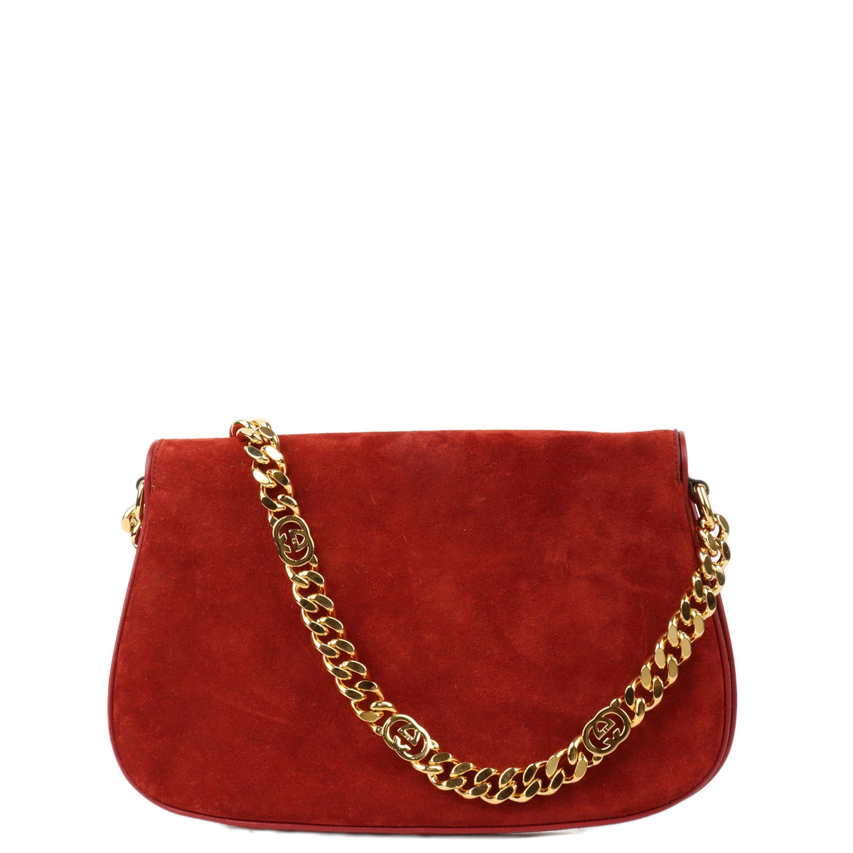 Gucci Blondie Red Suede Shoulder Bag.