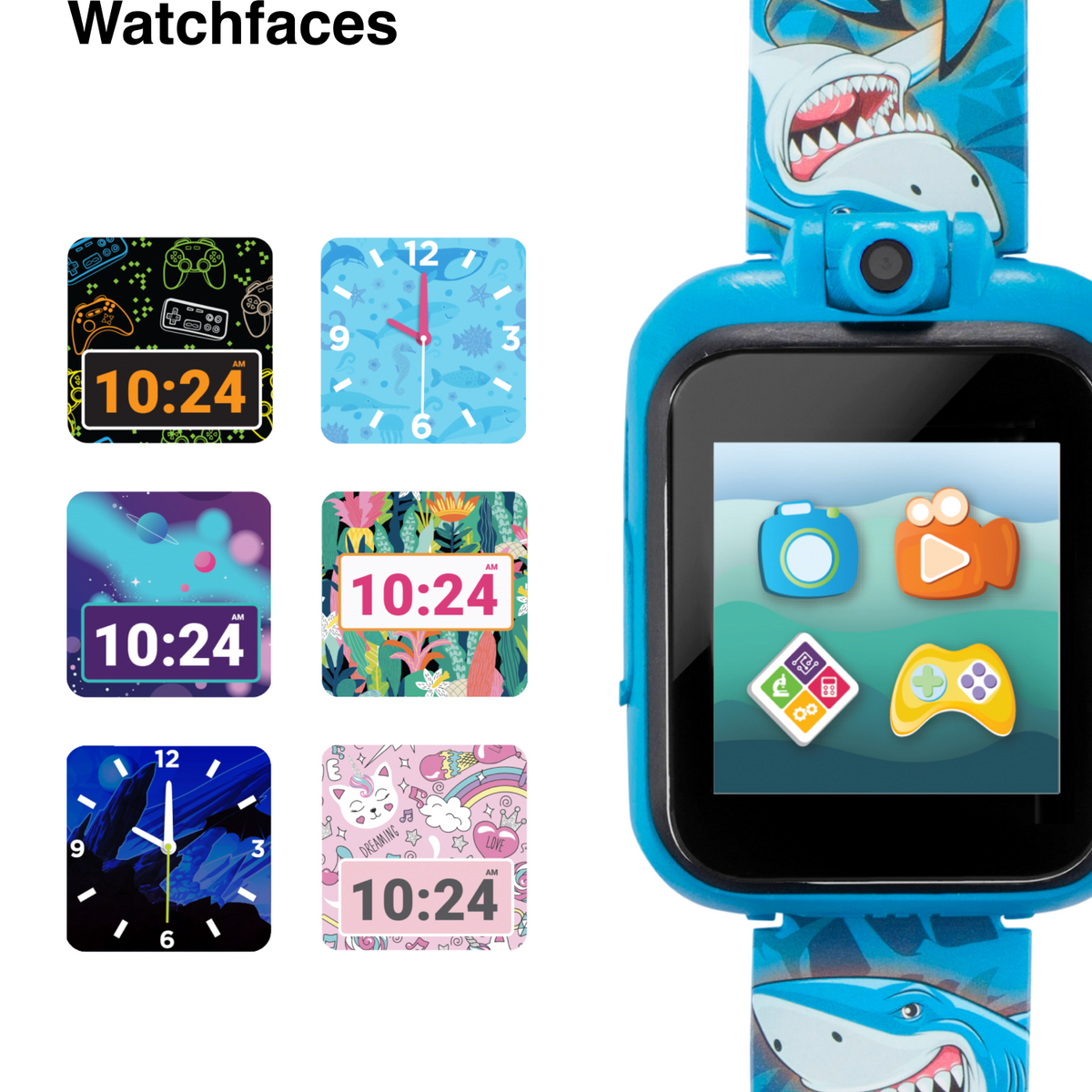 PlayZoom 2 Kids Smartwatch: Shark Print in Blue