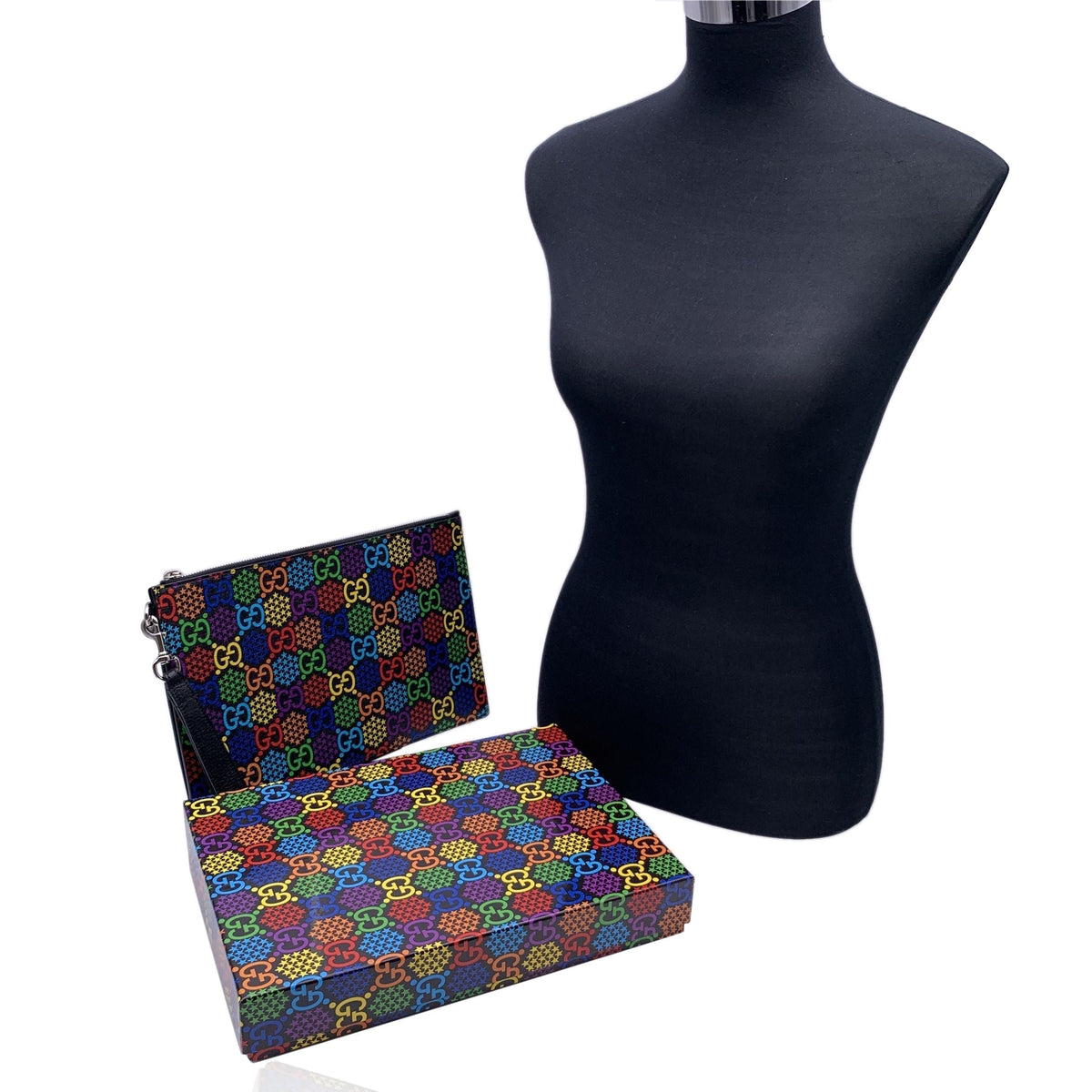 GUCCI Gg Supreme Monogram Canvas Psychedelic Clutch Wrist Bag
