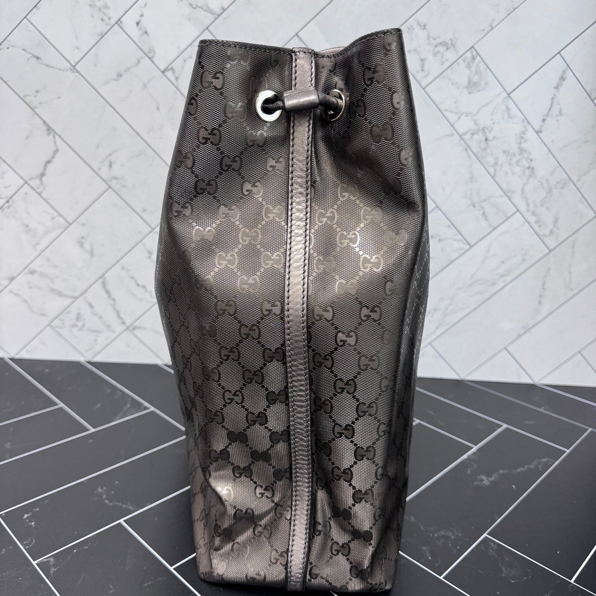 Gucci Bronze Coated Canvas Tote Bag
