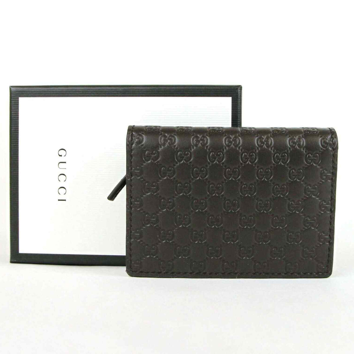 Gucci Men's Dark Brown Microguccissima Leather Bi-fold Card Case Wallet