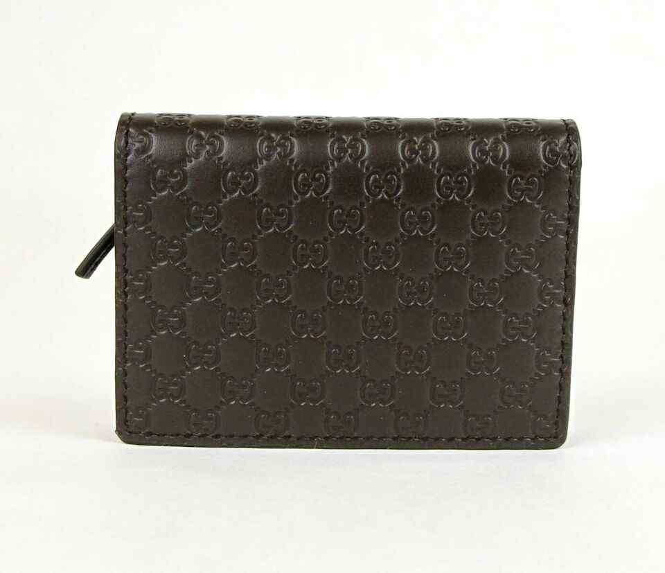 Gucci Men's Dark Brown Microguccissima Leather Bi-fold Card Case Wallet