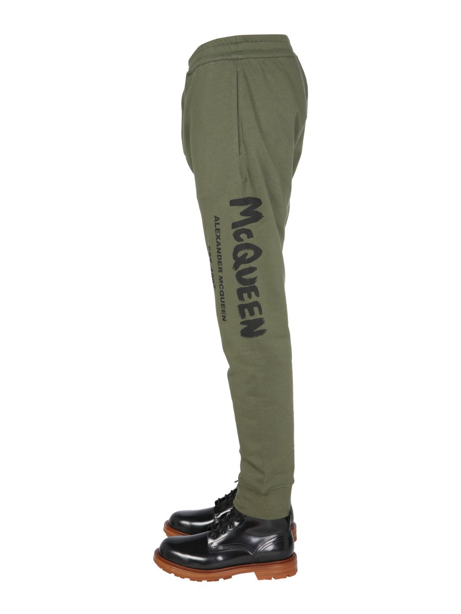 Alexander Mcqueen Men Jogging Pants With Graffiti Logo