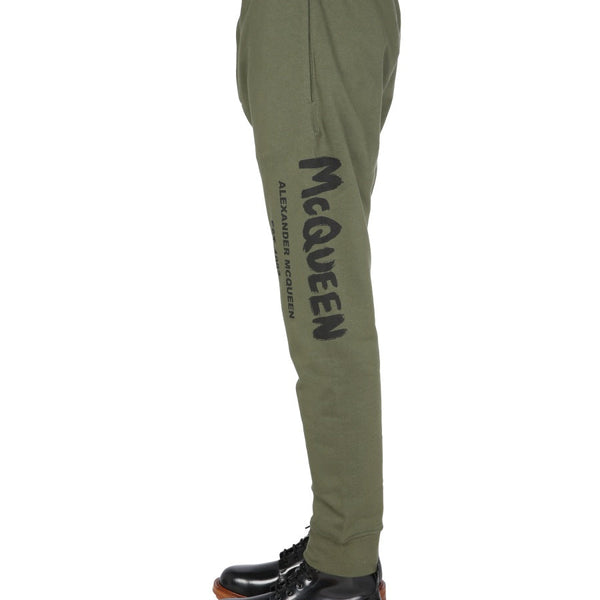 Alexander Mcqueen Men Jogging Pants With Graffiti Logo