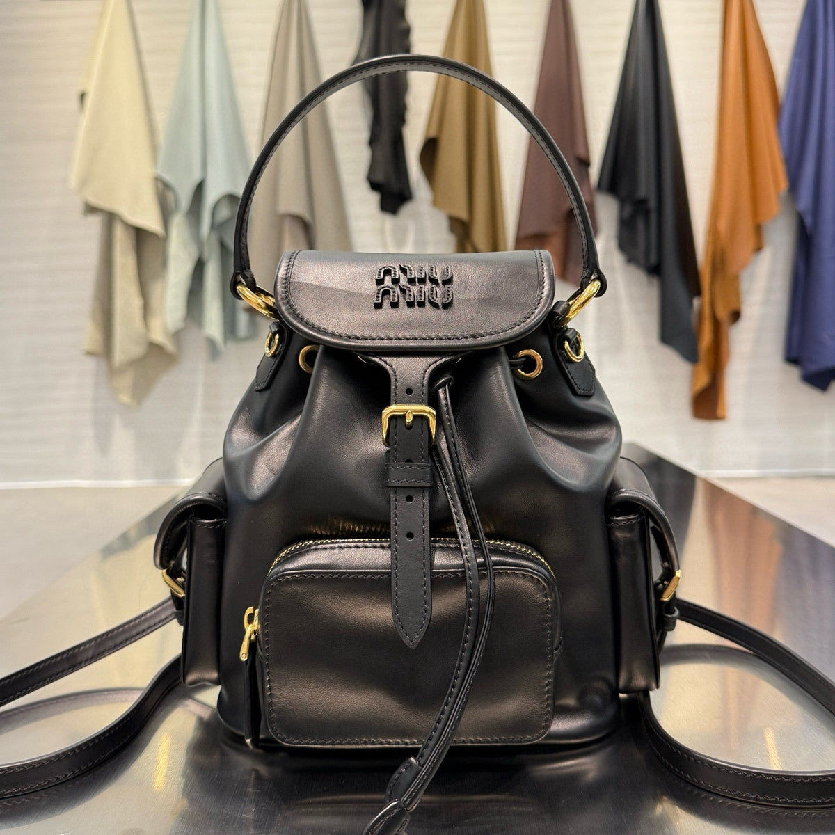 MIU M LEATHER BACKPACK