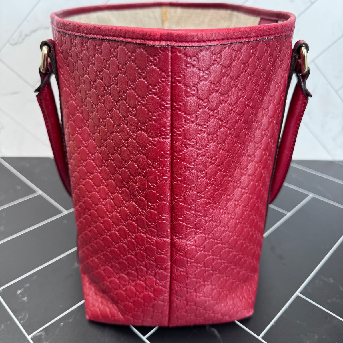 Gucci Red Microguccissima Leather Joy Tote Bag