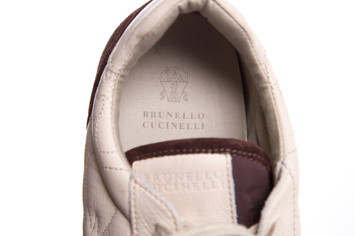 Brunello Cucinelli Brown Suede & Leather Glitter Sneakers SZ 40