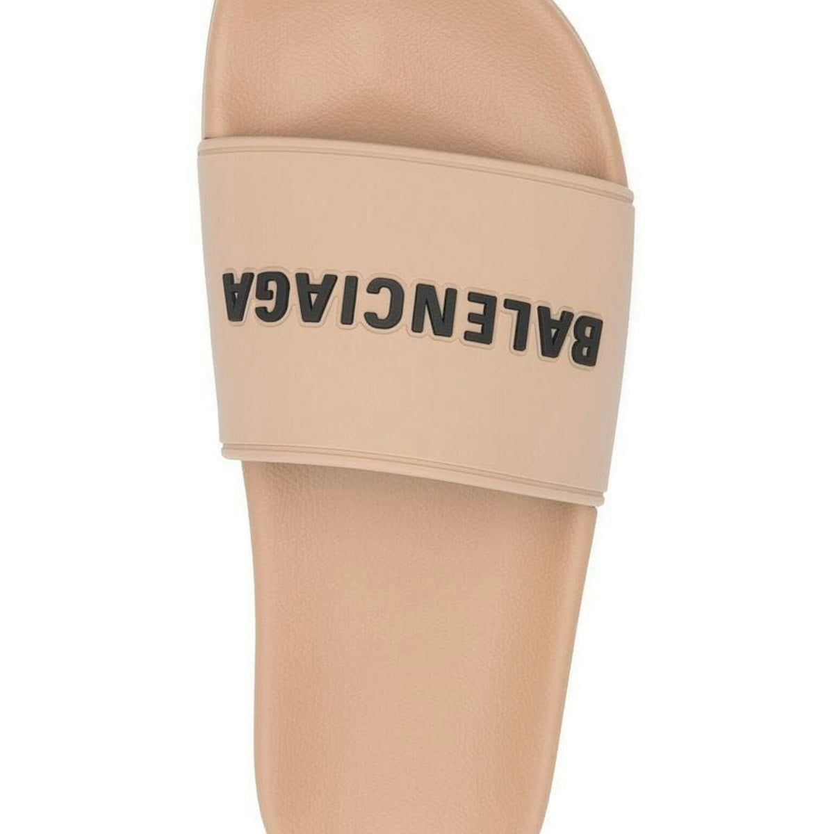 BEIGE RUBBER SLIDE SANDALS