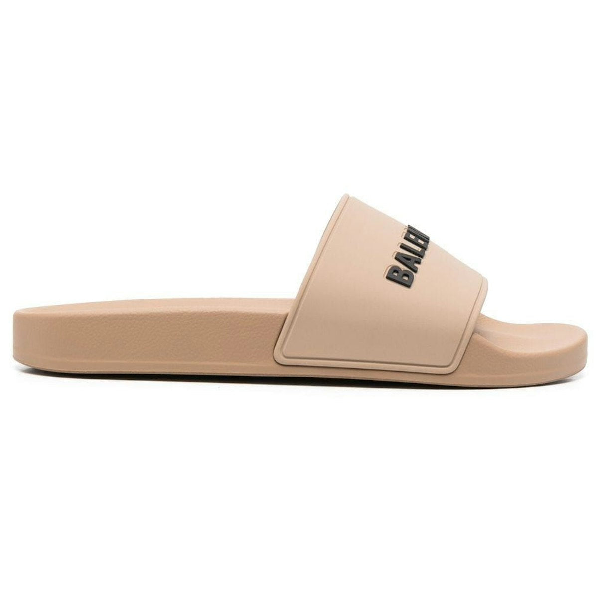BEIGE RUBBER SLIDE SANDALS