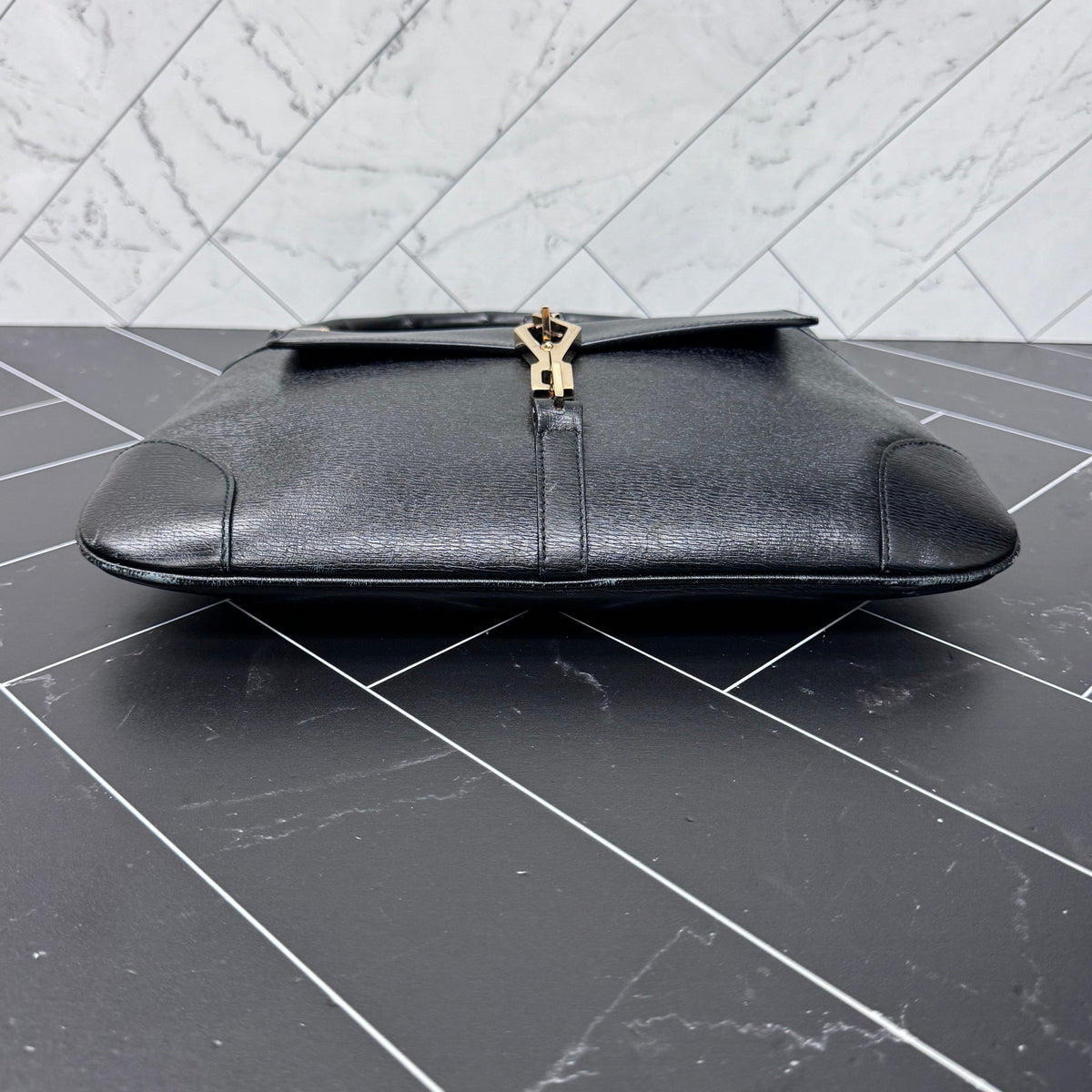 Gucci Black Leather Bamboo Shoulder Bag