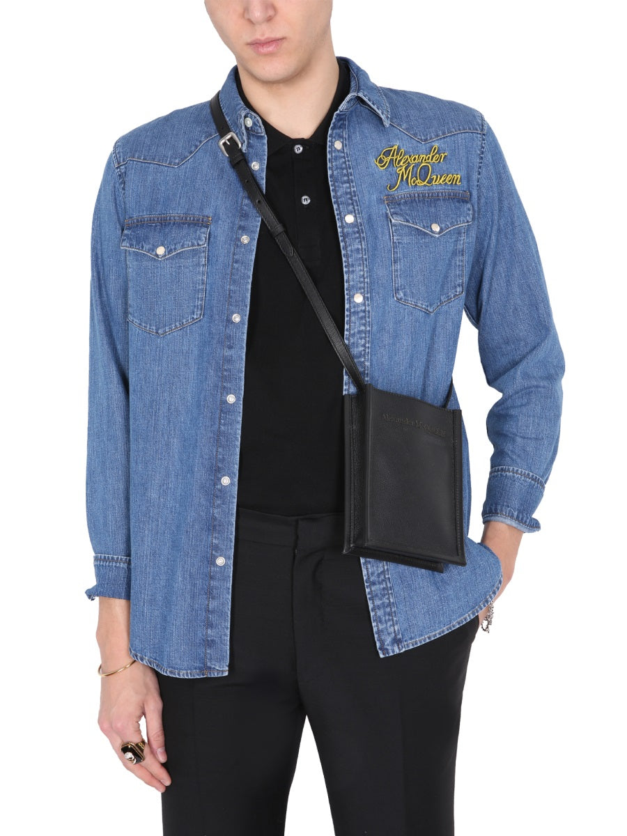 Alexander Mcqueen Men Shirt With Embroidered Logo