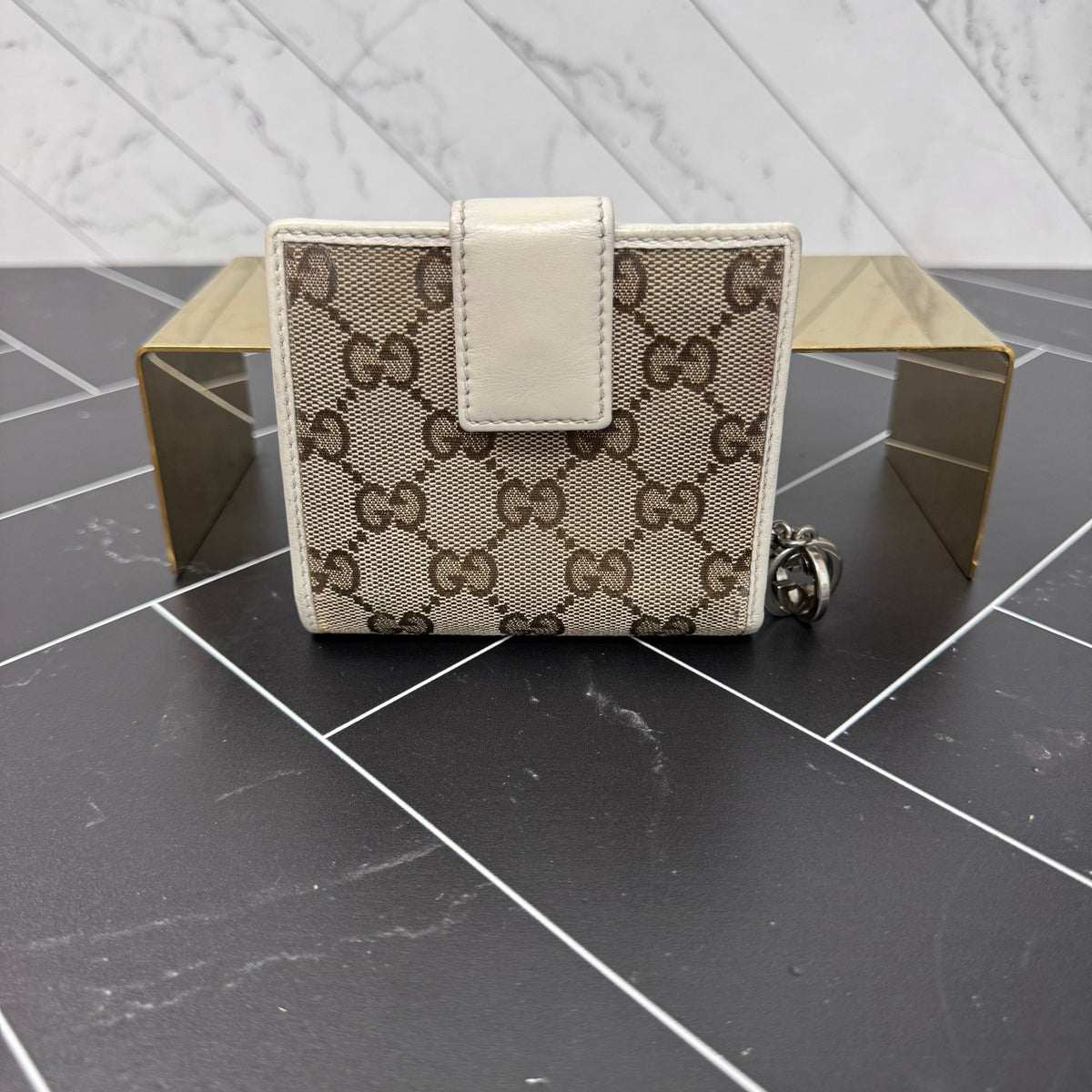 Gucci Tan GG Canvas Compact Wallet