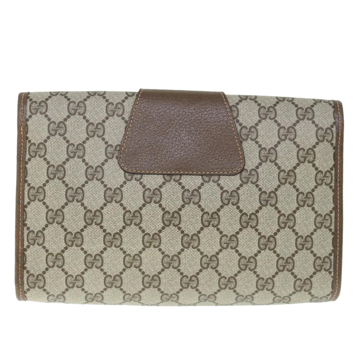 GUCCI Gg Canvas Web Sherry Line Clutch Bag Pvc Beige Red Green Auth 59987