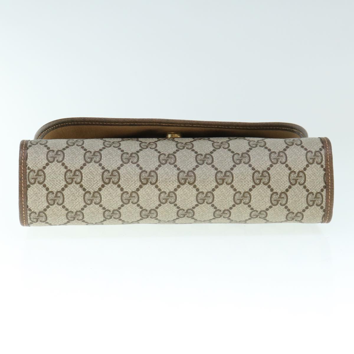 GUCCI Gg Canvas Web Sherry Line Clutch Bag Pvc Beige Red Green Auth 59987