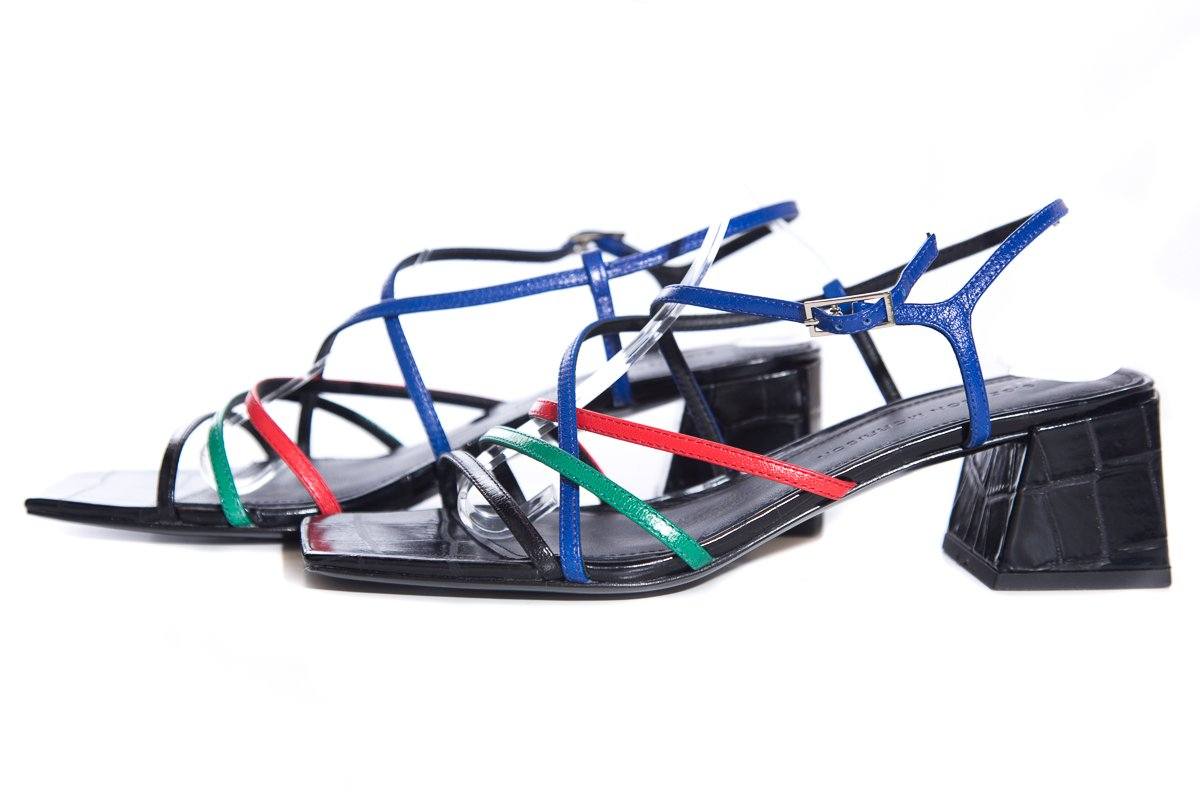 Sigerson Morrison Black and Multicolor Sandals SZ 37.5