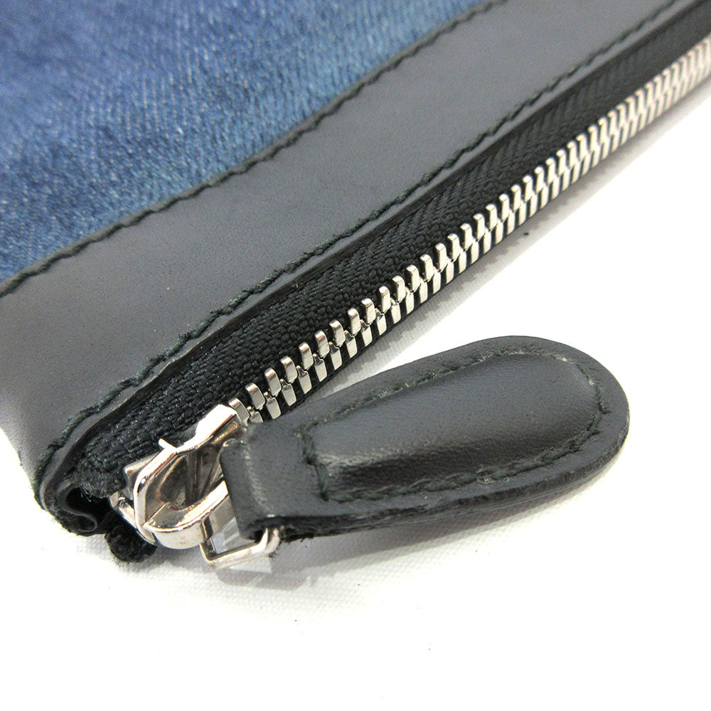 balenciaga Denim Canvas Leather Clutch Bag