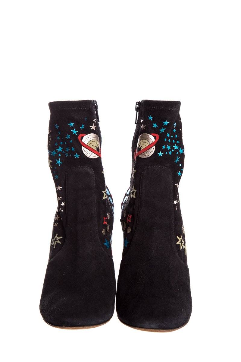 Valentino Black Suede & Multi Color Booties SZ 40