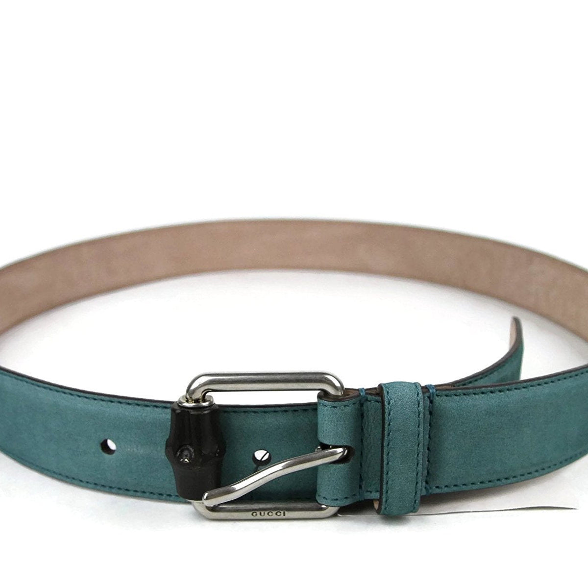 Gucci Men's Leather Suede Bamboo Buckle Belt 336827
