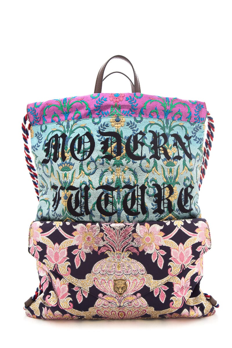 Gucci Modern Future Blue & Pink Metallic Brocade Backpack