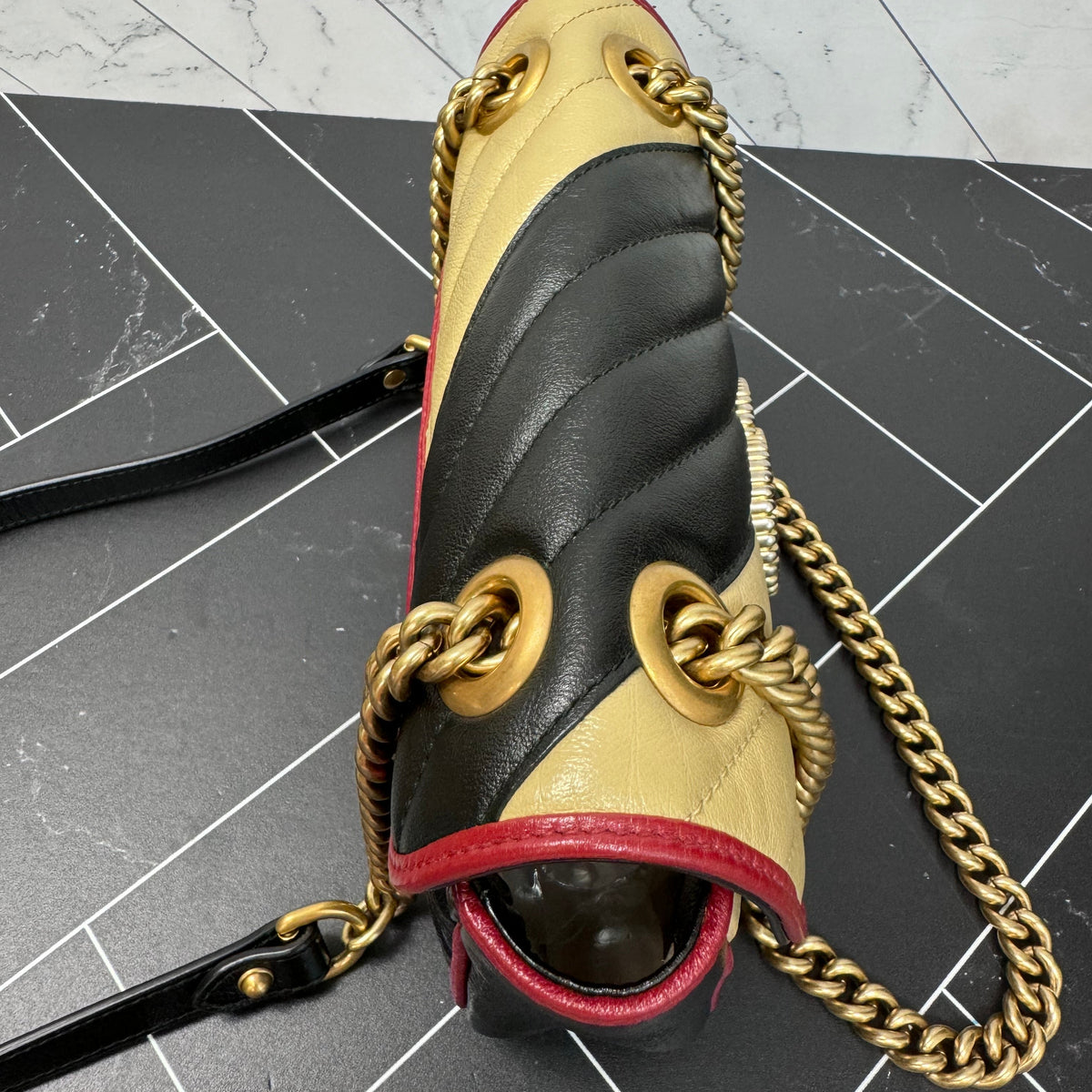 Gucci Marmont Tri Color Small Torchon Matelasse Crossbody Bag