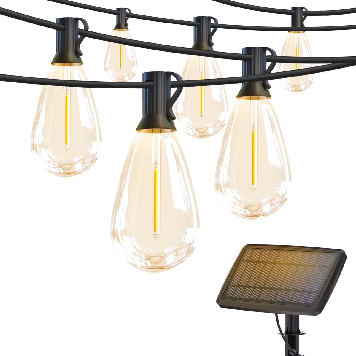 Solar Outdoor String Lights, 100Ft S14 LED Patio Lights with 24 Bulbs, String Lights for Porch Backyard
