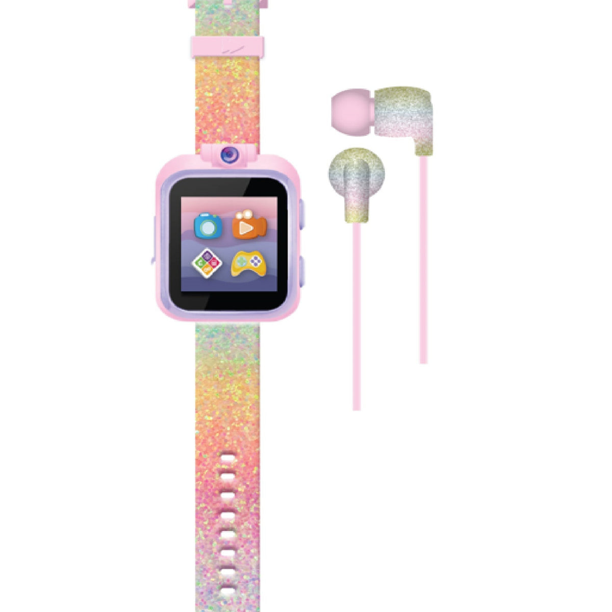 Playzoom 2 Kids Smartwatch & Earbuds Set: Textured Rainbow Glitter