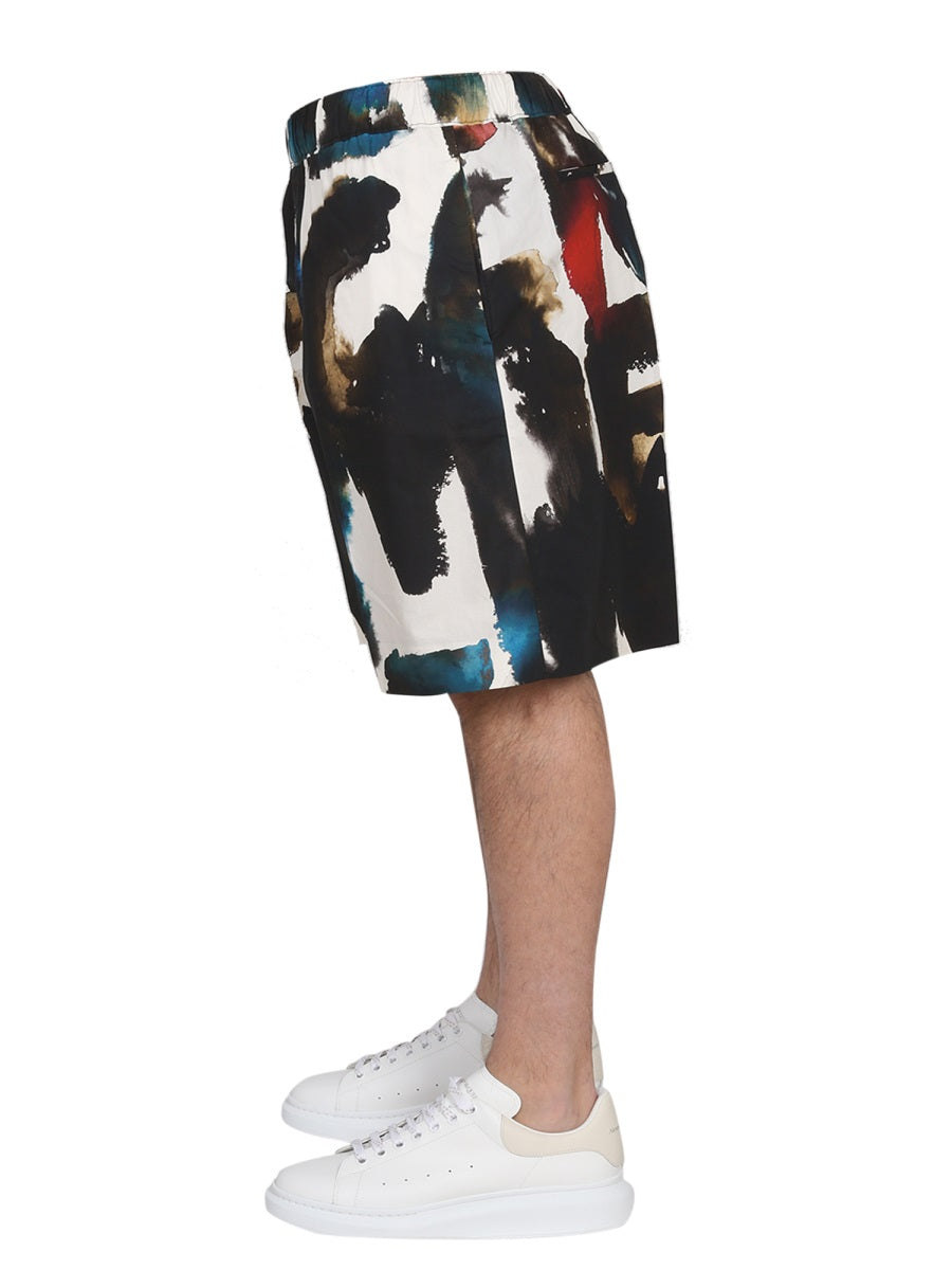 Alexander Mcqueen Men Bermuda With Logo Print