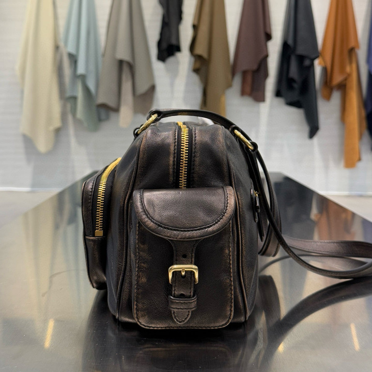 MIU M NAPPA LEATHER TOP HANDLE BAG