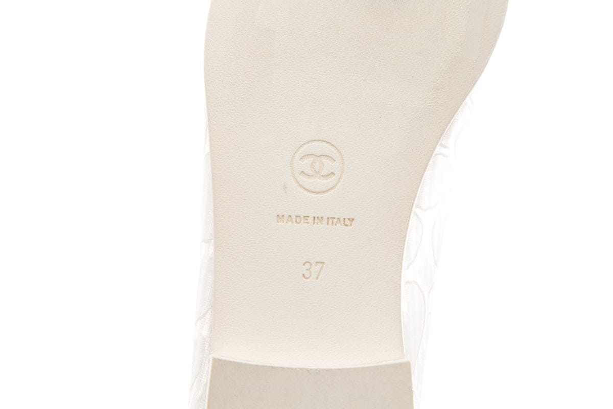 Chanel Cream Lace & Tweed Flats SZ 37