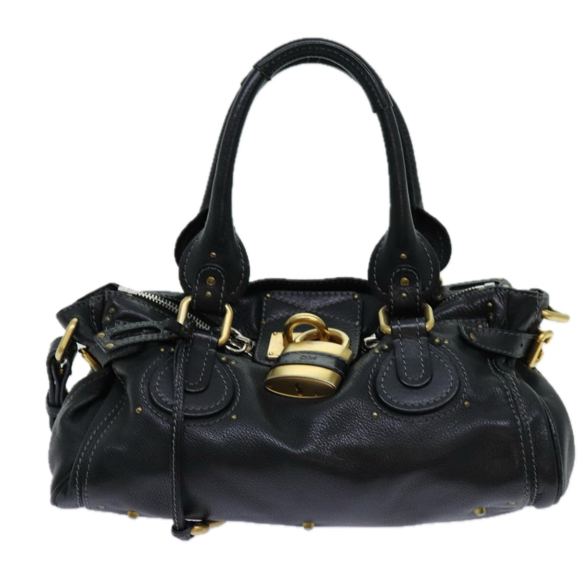 Chloe Paddington Hand Bag Leather 2way Black 70392