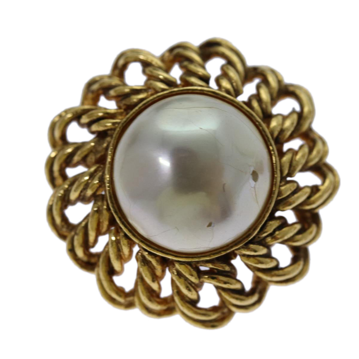 Chanel COCO Mark Earring metal Gold CC Auth 70878