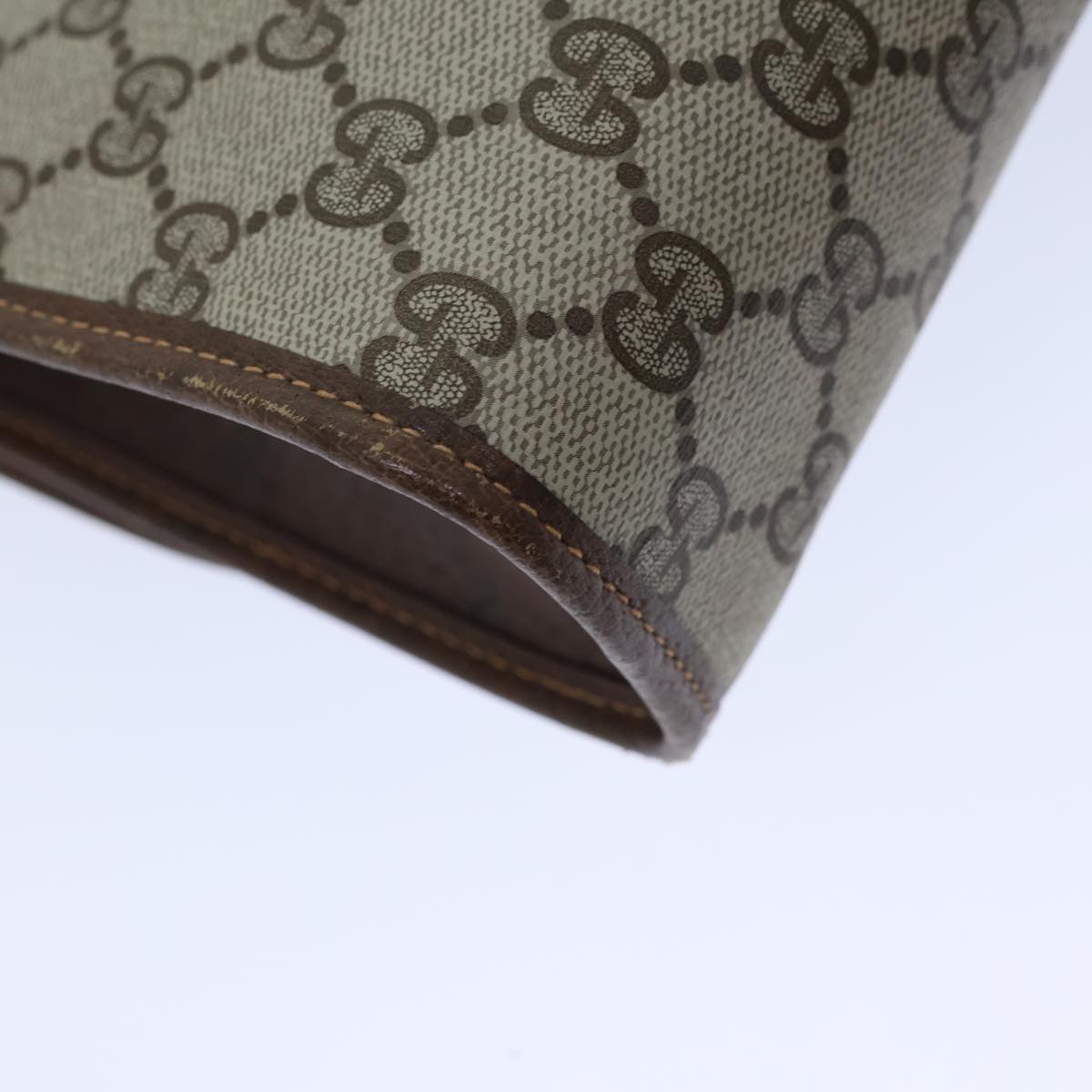 GUCCI GG Canvas Web Sherry Line Clutch Bag PVC Beige Green Red Auth 72156