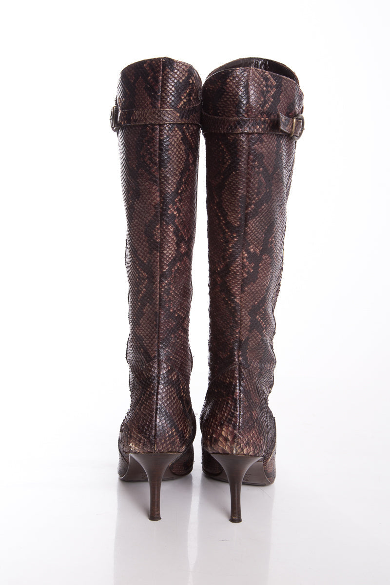 Ferretti Brown Snake Skin Boots SZ 9
