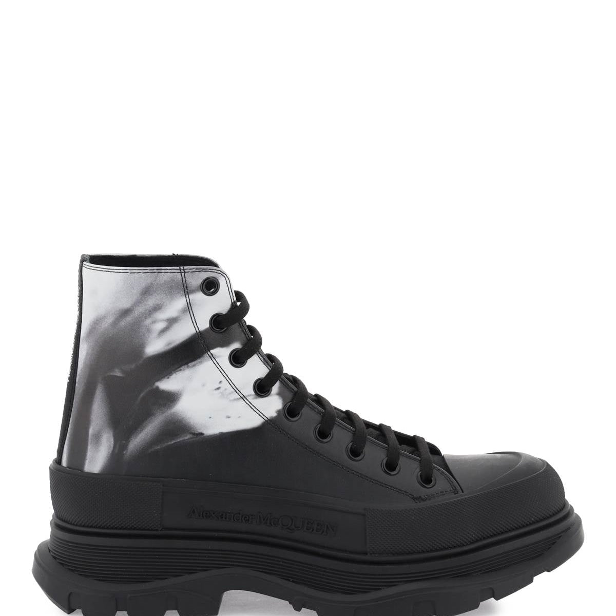 ALEXANDER MCQUEEN SOLARIZED FLOWER TREAD SLICK BOOTS