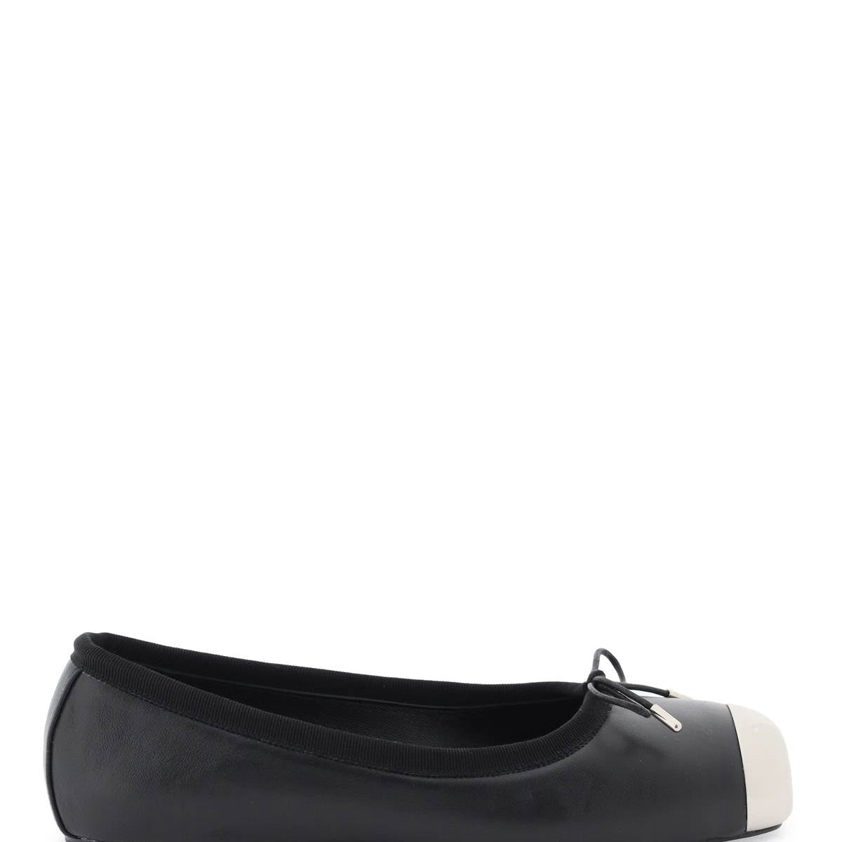 NAPPA LEATHER BALLET FLATS WITH METALLIC TOE