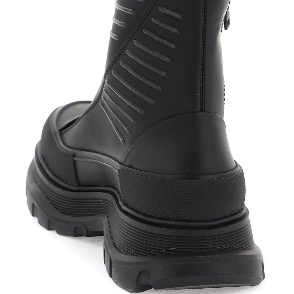 RUBBERIZED FABRIC TREAD SLICK ANKLE BOOTS