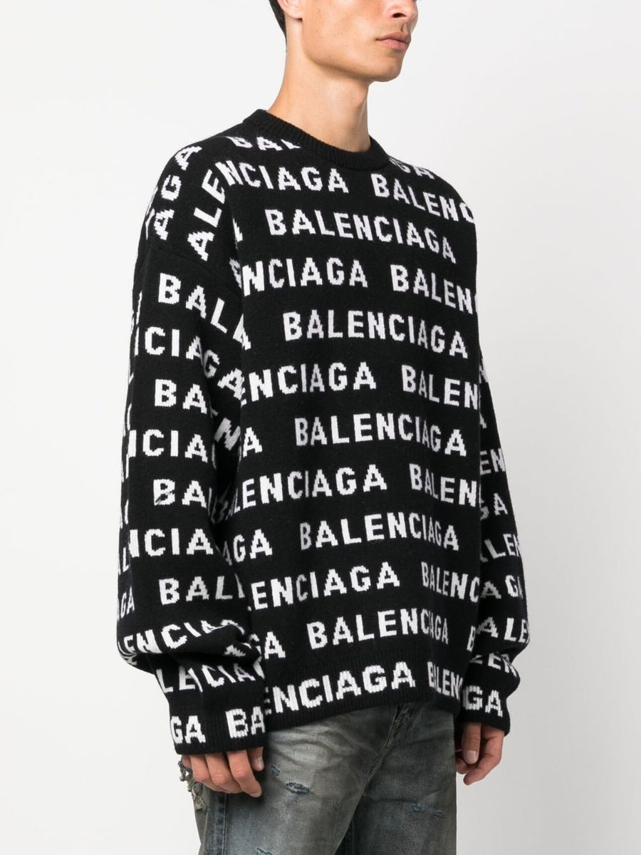 BALENCIAGA Allover Logo Crewneck Sweater - Men’s Size