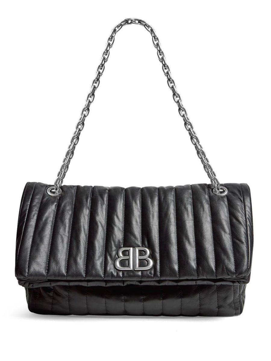 BALENCIAGA Medium Monaco Chain Handbag with Antique Gold Logo - 32.5 cm