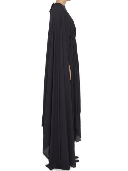 BALENCIAGA Asymmetric Hem Crepe Mini Dress with Back Lace-Up Closure