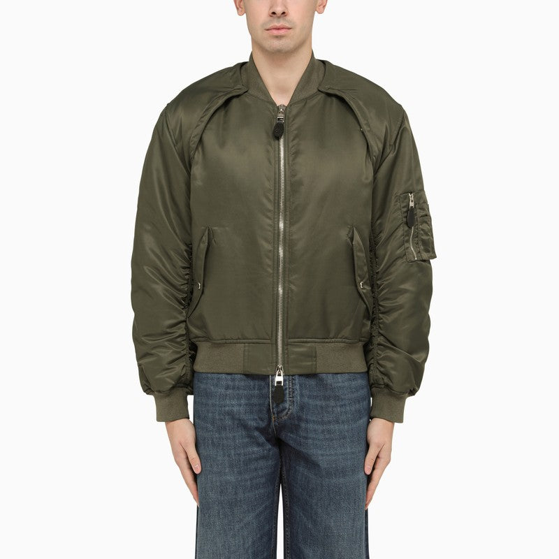 Alexander Mcqueen Convertible Khaki Nylon Bomber Jacket Men