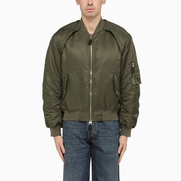 Alexander Mcqueen Convertible Khaki Nylon Bomber Jacket Men