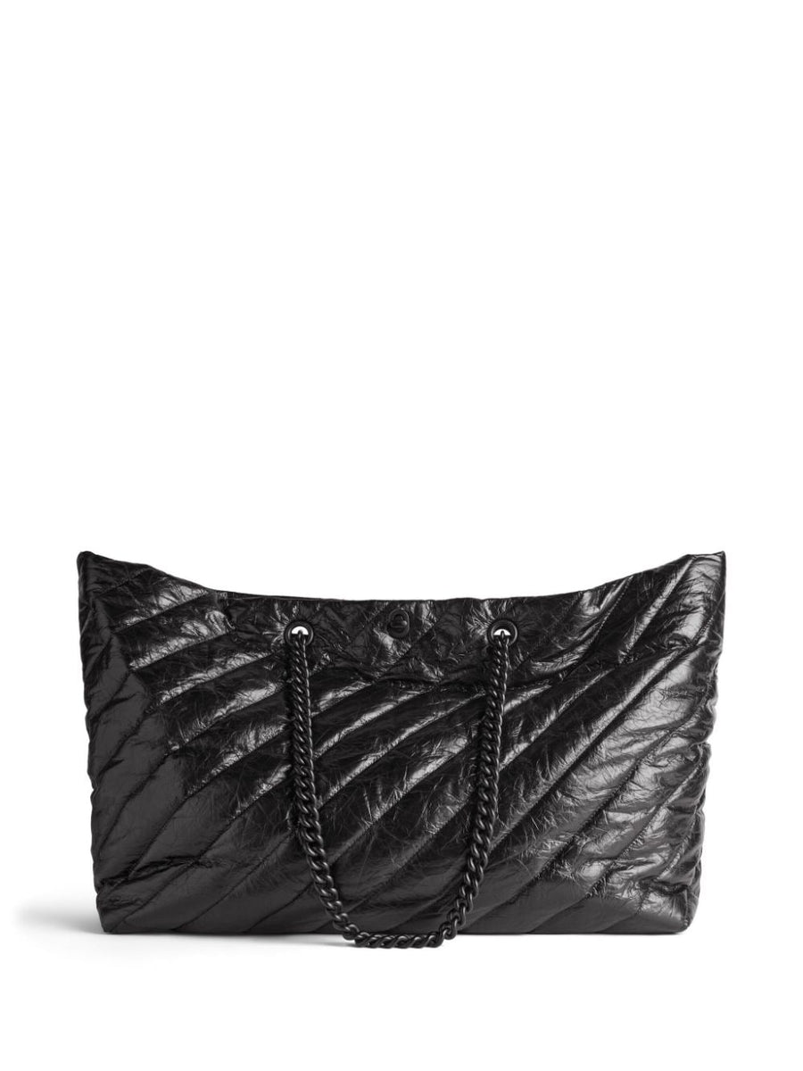 BALENCIAGA Crush Leather Tote Handbag - 58 cm