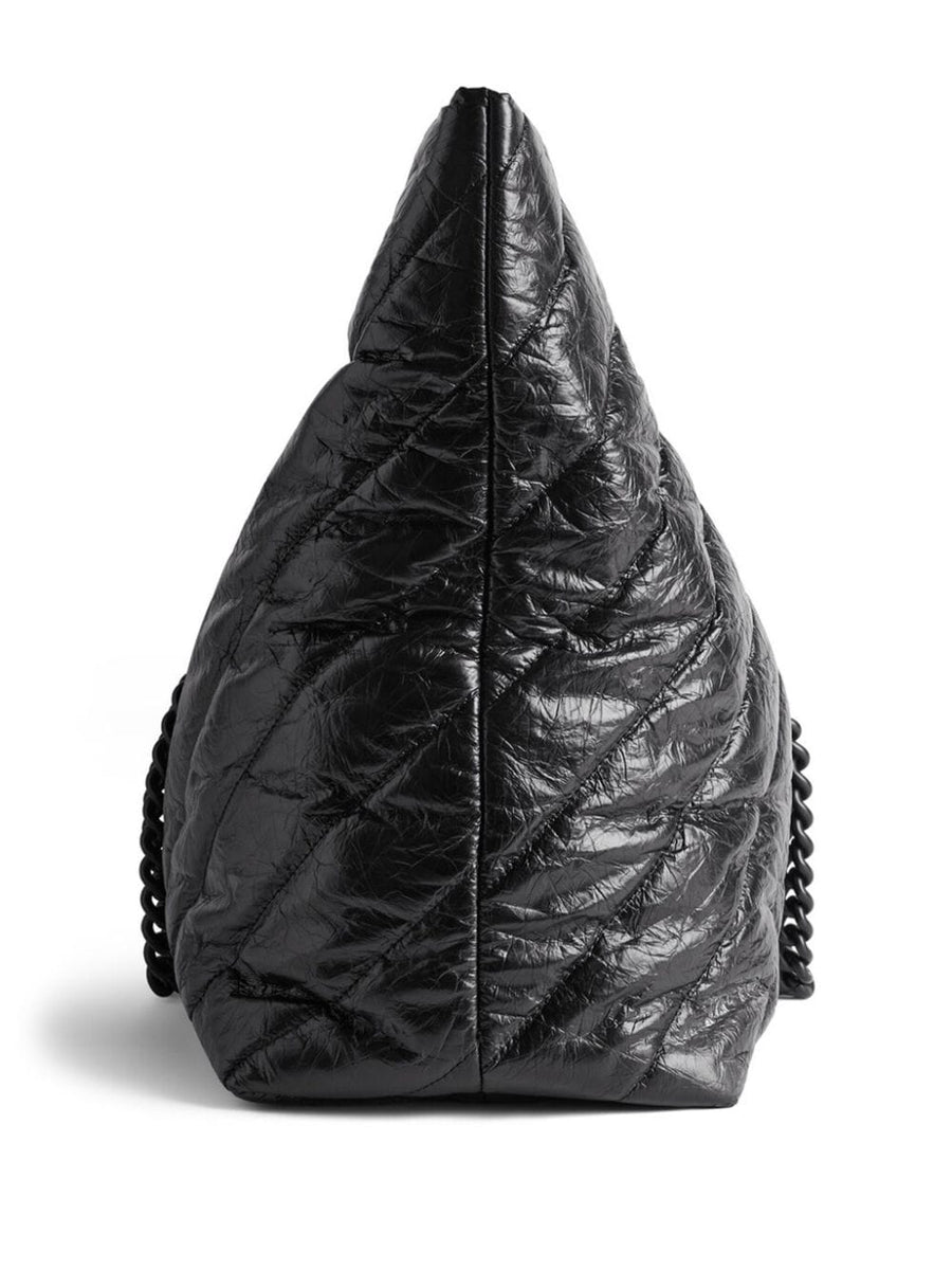 BALENCIAGA Crush Leather Tote Handbag - 58 cm