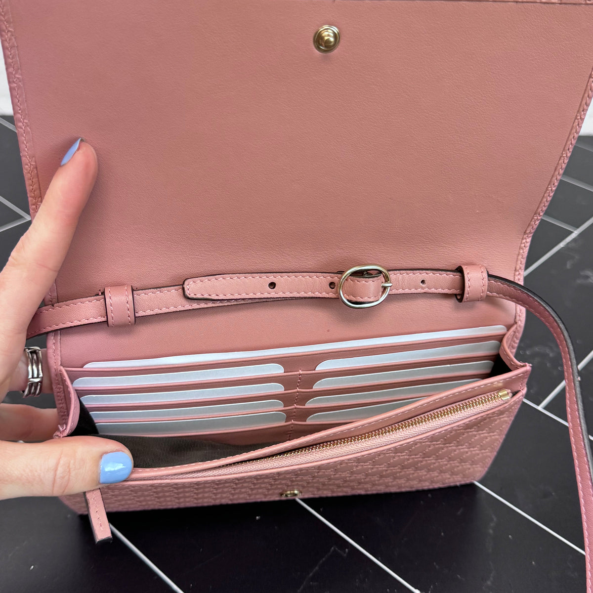 Gucci Pink Microguccissima Wallet on a Chain
