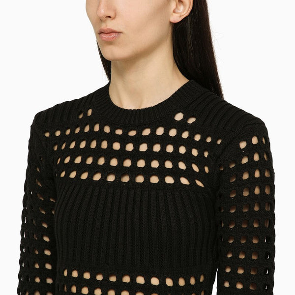Alexander Mcqueen Black Knitted Midi Dress Women