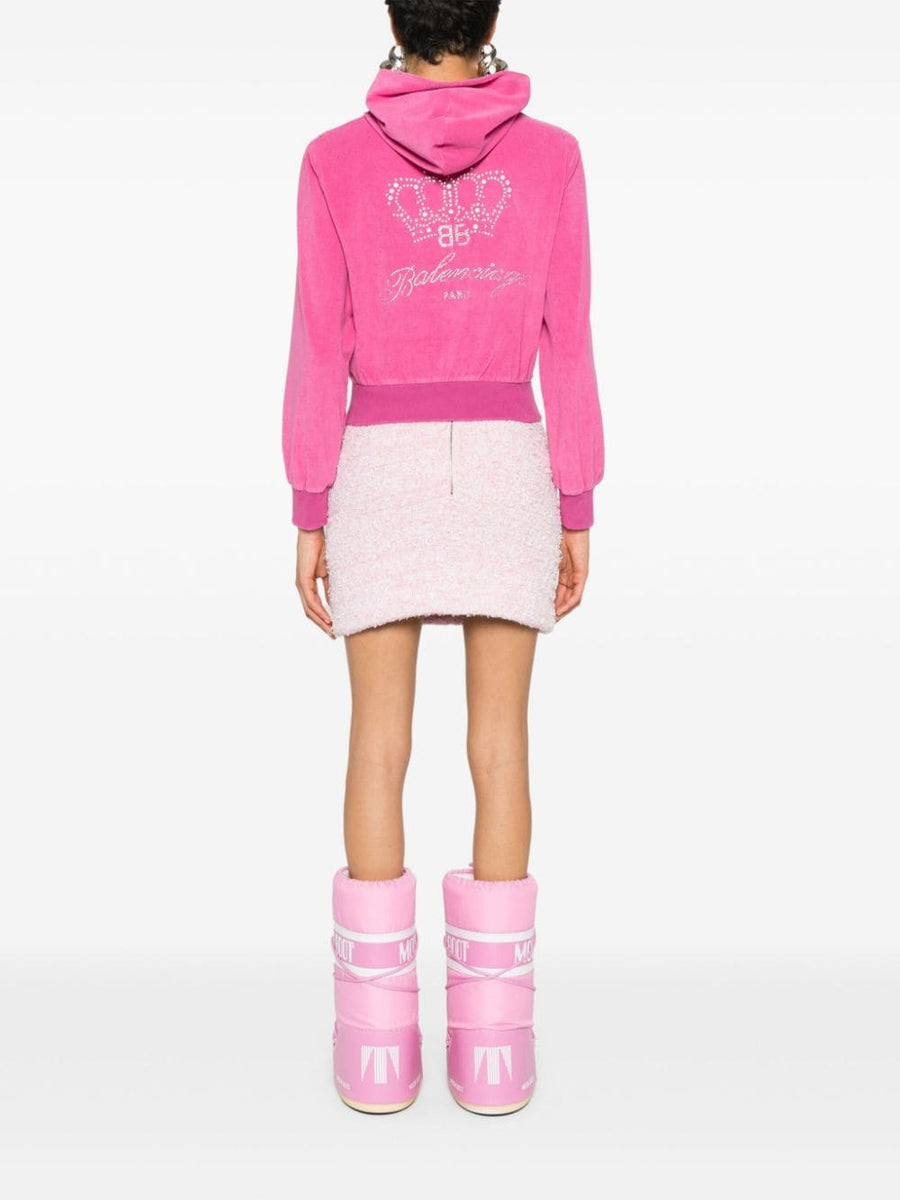 BALENCIAGA Mini Velvet Zipped Hoodie for Women