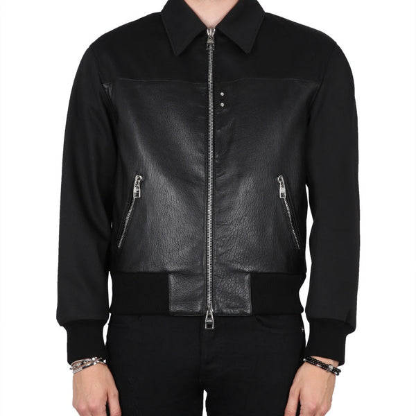 Alexander Mcqueen Men Leather Bomber Jacket