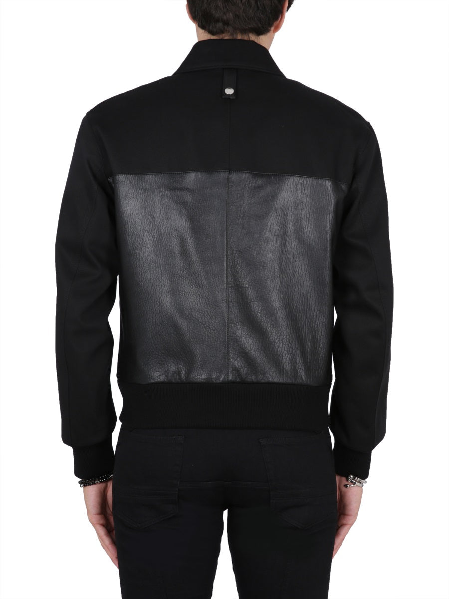 Alexander Mcqueen Men Leather Bomber Jacket